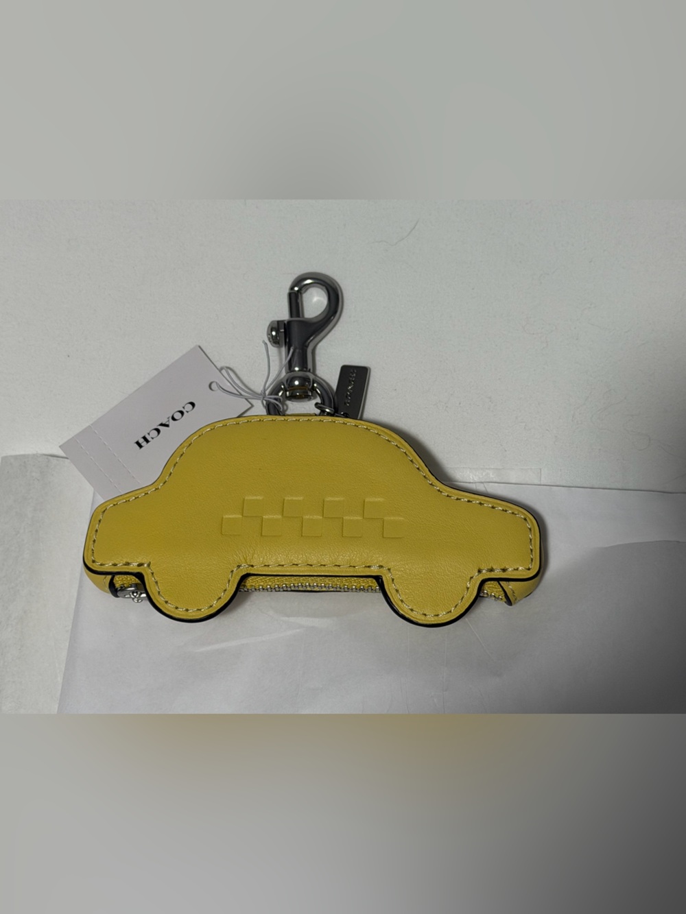 Coach Yellow Leather Taxi Key /Bag Charm. New.
